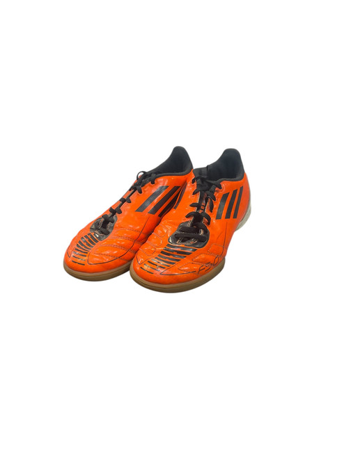 Vist Large View of Product Image Which is Used Adidas Soccer Indoor Shoes Orange Junior 03