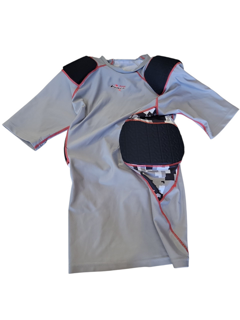 Vist Large View of Product Image Which is Used Riddell POWER ADULT PADDED SHIRT FB Top Adult Grey MD