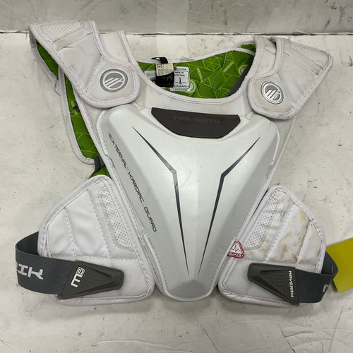 Vist Large View of Product Image Which is Used Maverik EKG Lacrosse Shoulder Pads White MD