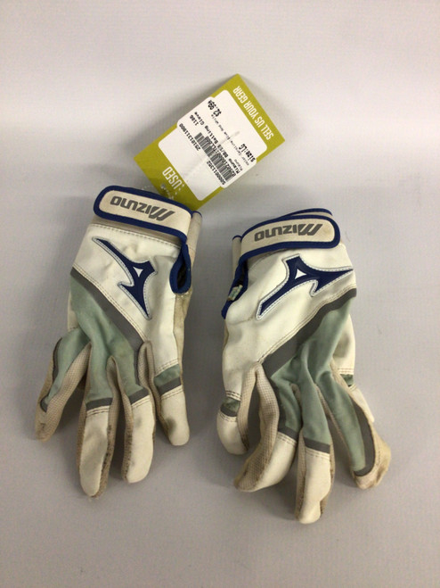 Vist Large View of Product Image Which is Used Mizuno BB/SB Batting Gloves Carolina Blue And White LG