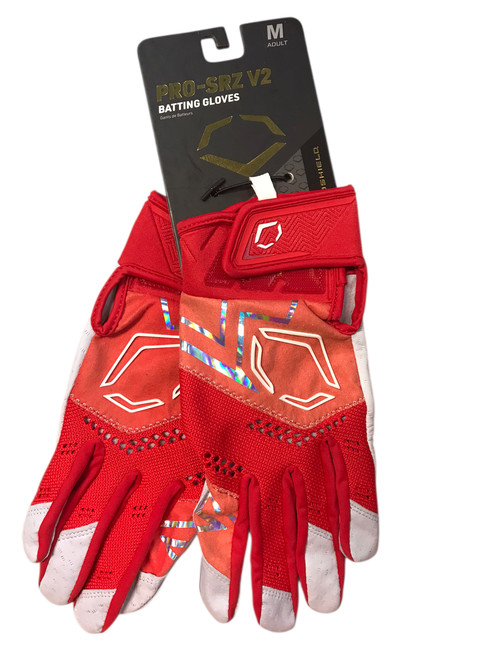 Vist Large View of Product Image Which is Used Evoshield BB/SB Batting Gloves Red MD