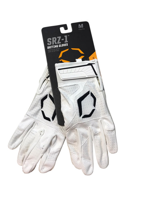 Vist Large View of Product Image Which is Evoshield BB/SB Batting Gloves White YOUTH MEDIUM