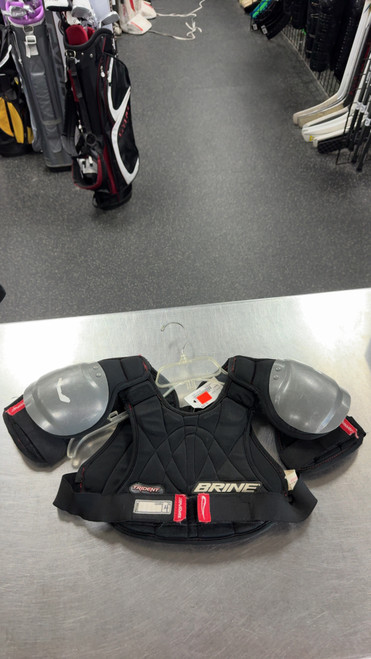 Vist Large View of Product Image Which is Used Brine TRIDENT Lacrosse Shoulder Pads Black XS