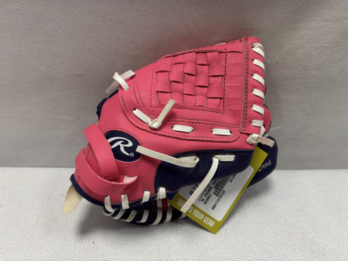 Vist Large View of Product Image Which is Used Rawlings PLAYERS SERIES PL91PP BB/SB Glove RH Throw Pink 6"
