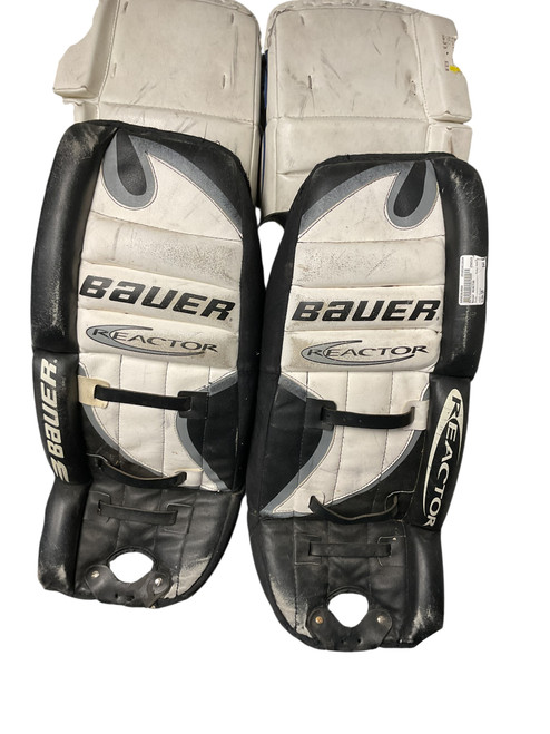 Vist Large View of Product Image Which is Used Bauer REACTOR Goalie Leg Pads Youth Black SM