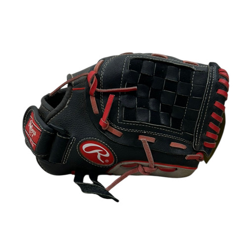 Vist Large View of Product Image Which is Used Rawlings PLAYMAKER PM110GBS BB/SB Glove RH Throw Black 11"