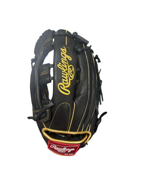 Vist Large View of Product Image Which is Used Rawlings R9 BB/SB Glove LH Throw Black 12 3/4"