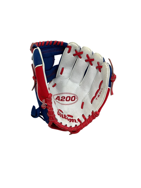 Vist Large View of Product Image Which is Used Wilson A200 10" T-ball Glove White/Red/Navy 