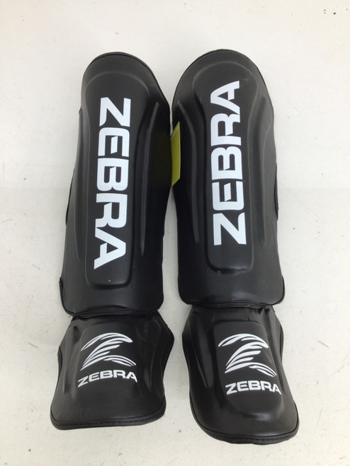 Vist Large View of Product Image Which is Used ZEBRA PRO SERIES ADULT LG SHIN PADS Martial Arts Shin Pads Black LG