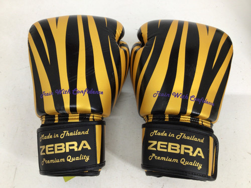 Vist Large View of Product Image Which is Used ZEBRA 16OZ BOXING GLOVES Boxing Gloves Gold Senior