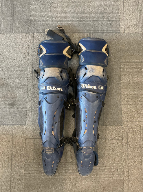 Vist Large View of Product Image Which is Used Wilson SHIN GUARDS Catchers Leg Guards Navy Blue Junior