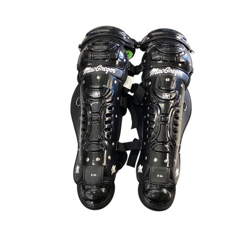Vist Large View of Product Image Which is Used MacGregor B 64 SHIN GUARDS Catchers Leg Guards Black Junior