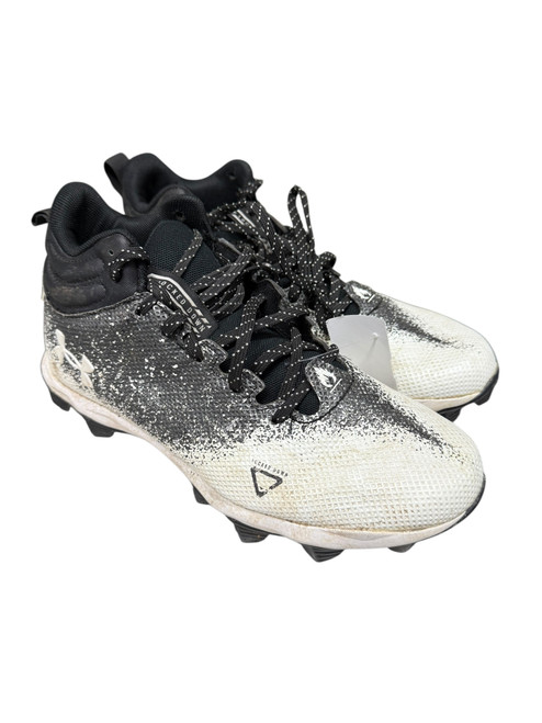 Vist Large View of Product Image Which is Used Under Armour Adult FB Cleats White And Black Senior 6.5