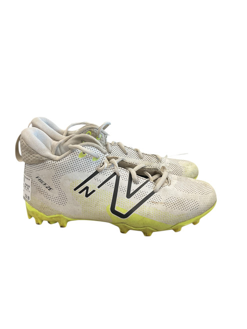 Vist Large View of Product Image Which is Used New Balance FREEZE LAX SZ 5.5 LAX Cleats Boys White/Black/Yellow Junior 05.5