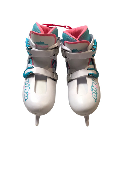 Vist Large View of Product Image Which is Used Lake Placid WHITE ADJUSTABLE Girls Figure Skate White Junior 05