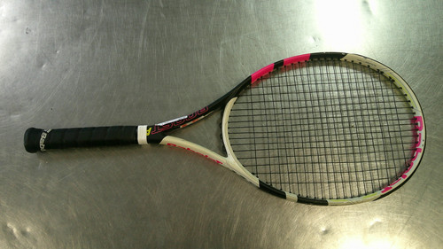 Vist Large View of Product Image Which is Used Babolat BOOST Adult Tennis Racquet White 4 1/8"