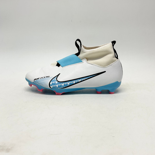 Vist Large View of Product Image Which is Used Nike AIR ZOOM MERCURIAL Soccer Cleats White And Carolina Blue Junior 04.5