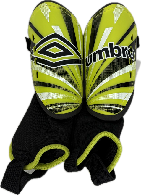 Vist Large View of Product Image Which is Used Umbro Soccer Shin Guards Youth Neon Green SM
