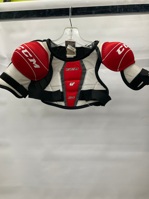 Vist Large View of Product Image Which is Used CCM 04 Youth Shoulder Pads White/Black/Red MD