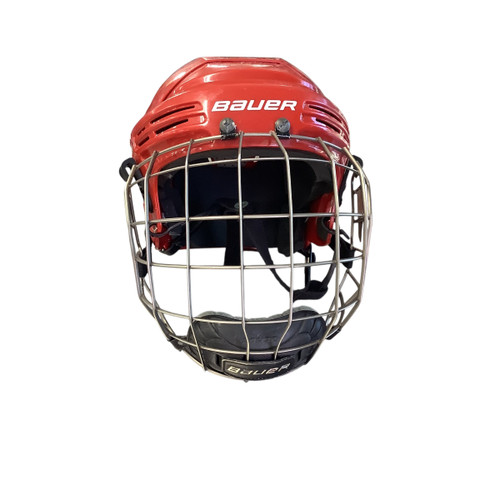 Vist Large View of Product Image Which is Used Bauer TRUE VISION Helmet Cage Combo Red SM