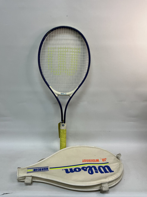 Vist Large View of Product Image Which is Used Wilson WIDEBODY Junior Tennis Racquet Navy Blue 25"