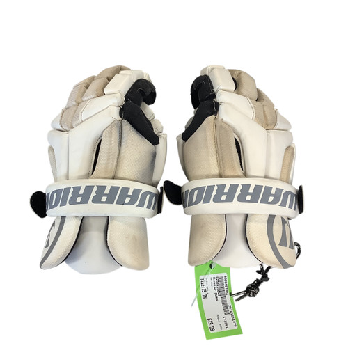 Used Warrior BURN Lacrosse Gloves Mens White 15" 11479-S000407002 Vist Large View of Product Image Which is Used Warrior BURN Lacrosse Gloves Mens White 15"
