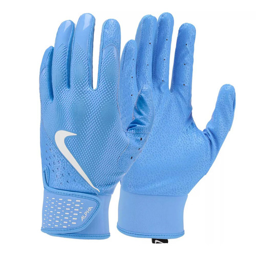 Vist Large View of Product Image Which is New Nike Alpha Youth MD BL/BL/BL/WH Batting Gloves