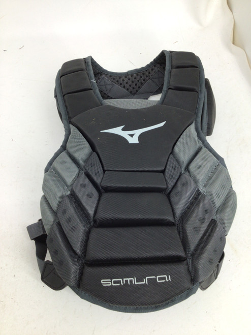 Vist Large View of Product Image Which is Used Mizuno SAMURAI YTH 14 CHEST PROTECTOR Catchers Chest Protector Grey Youth