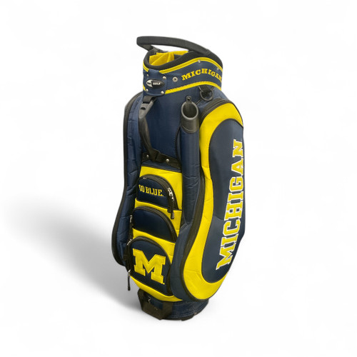 Used MICHIGAN WOLVERINES Mens Cart Bag Navy Blue And Yellow 11735-S000354720 Vist Large View of Product Image Which is Used MICHIGAN WOLVERINES Mens Cart Bag Navy Blue And Yellow