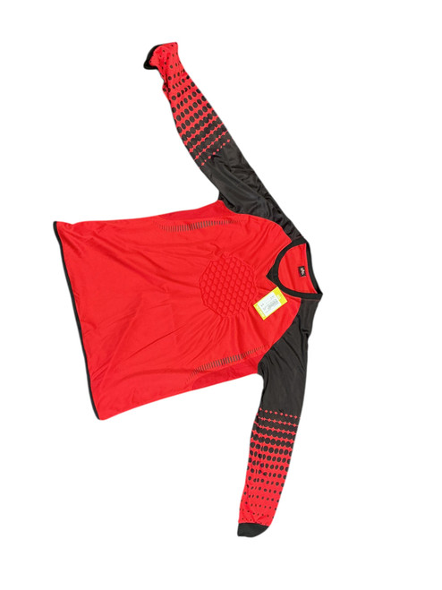 Vist Large View of Product Image Which is Used RED AND BLACK SPORT SOCCER GOALIE TOP Soccer Goalie Top Adt Black And Wine Red LG