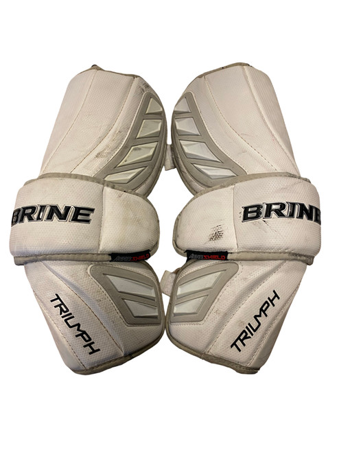 Vist Large View of Product Image Which is Used Brine TRIUMPH Lacrosse Arm Pads/Guards White LG