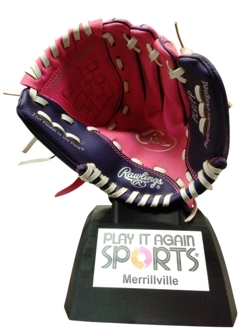 Vist Large View of Product Image Which is Used Rawlings PL91PP BB/SB Glove T-ball Pink 9"
