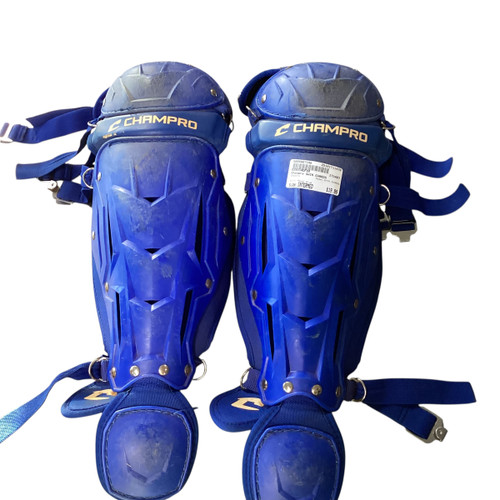 Vist Large View of Product Image Which is Used Champro SHIN GUARDS Catchers Leg Guards Royal Blue Intermed