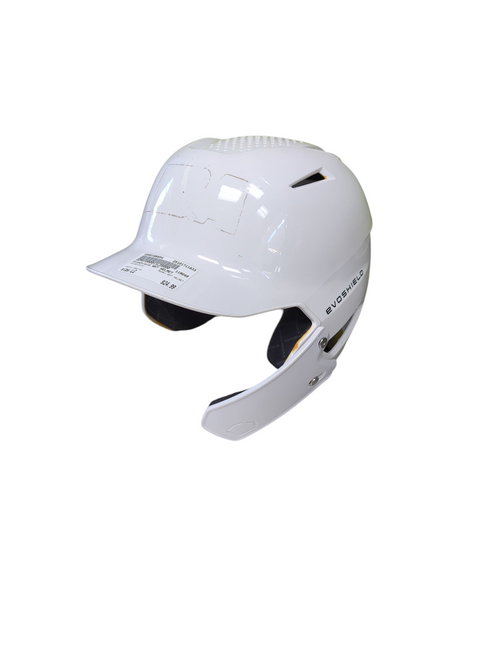 Vist Large View of Product Image Which is Used Evoshield WHT HELMET Batting Helmet No Mask White LG