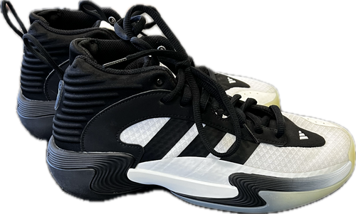 Vist Large View of Product Image Which is Used Adidas EXHIBIT SELECT MID Basketball Shoes W Black And White Senior 9