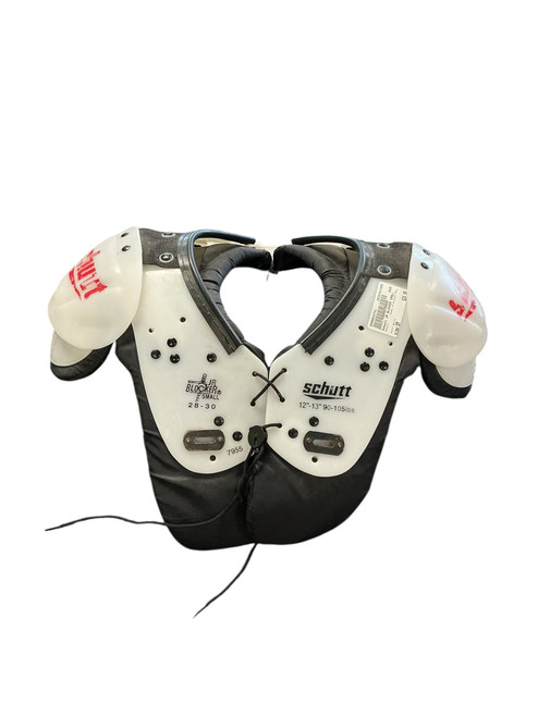 Vist Large View of Product Image Which is Used Schutt JR BLOCKER SMALL FB Shoulder Pads White SM
