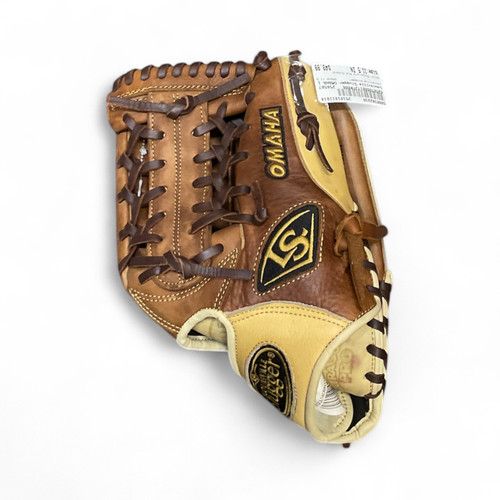 Vist Large View of Product Image Which is Used Louisville Slugger OMAHA 11.5 BB/SB Glove RH Throw Chocolate And Almond 11 1/2"