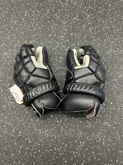 Vist Large View of Product Image Which is Used Warrior NEMESIS LAX Goalie Gloves M Black MD