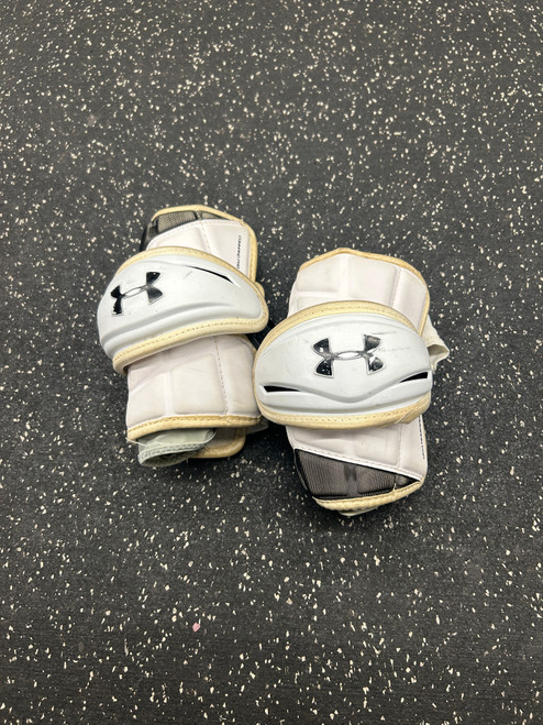 Vist Large View of Product Image Which is Used Under Armour VFT ARM PAD Lacrosse Arm Pads/Guards White MD