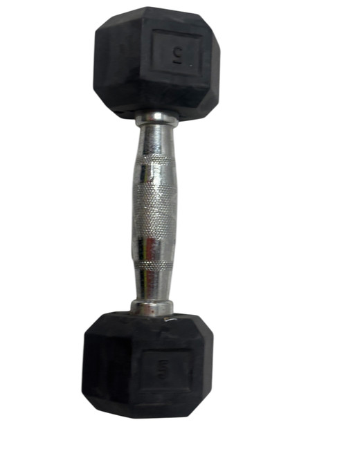 Vist Large View of Product Image Which is Used Rubber Hex Dumbbell (Each) 5 lb