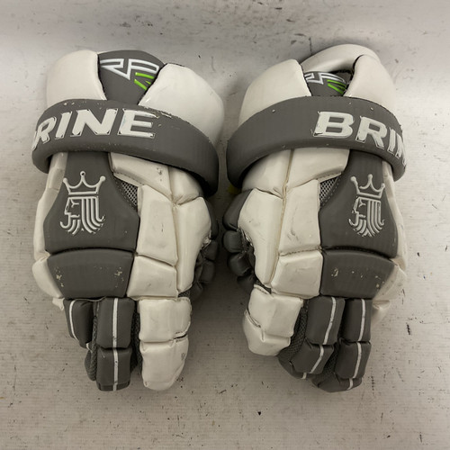 Used Brine RP3 Lacrosse Gloves Junior White And Silver 13" 11855-S000193243 Vist Large View of Product Image Which is Used Brine RP3 Lacrosse Gloves Junior White And Silver 13"