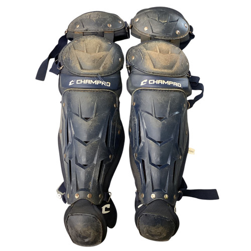 Vist Large View of Product Image Which is Used Champro SHIN GUARDS Catchers Leg Guards Navy Blue Intermed
