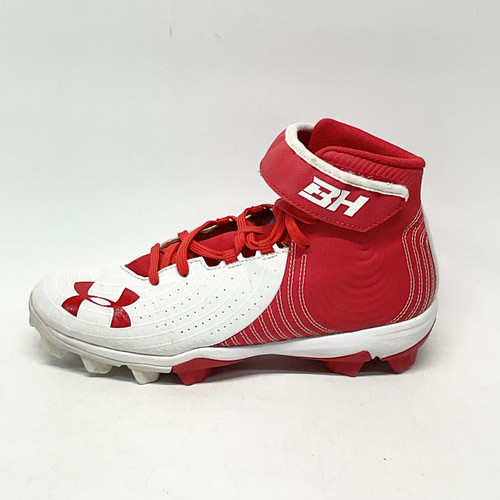 Vist Large View of Product Image Which is Used Under Armour BRYCE HARPER BB/SB Cleats White And Red Senior 6