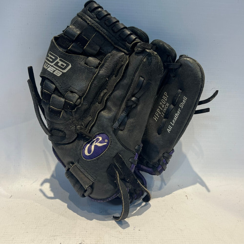 Vist Large View of Product Image Which is Used Rawlings SOFTBALL HFP120BP BB/SB Glove RH Throw Black 12"