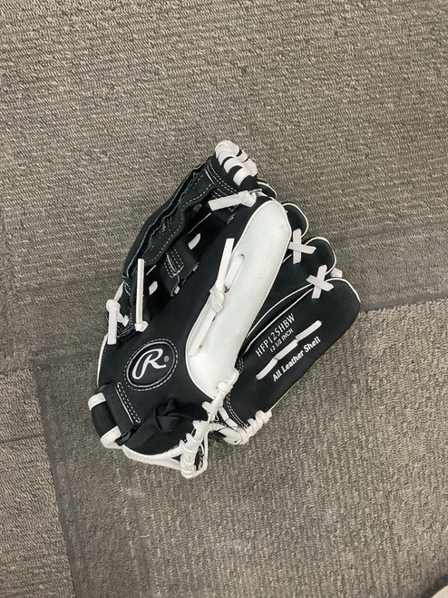 Vist Large View of Product Image Which is Used Rawlings HIGHLIGHT SERIES BB/SB Glove RH Throw Black 12 1/2"