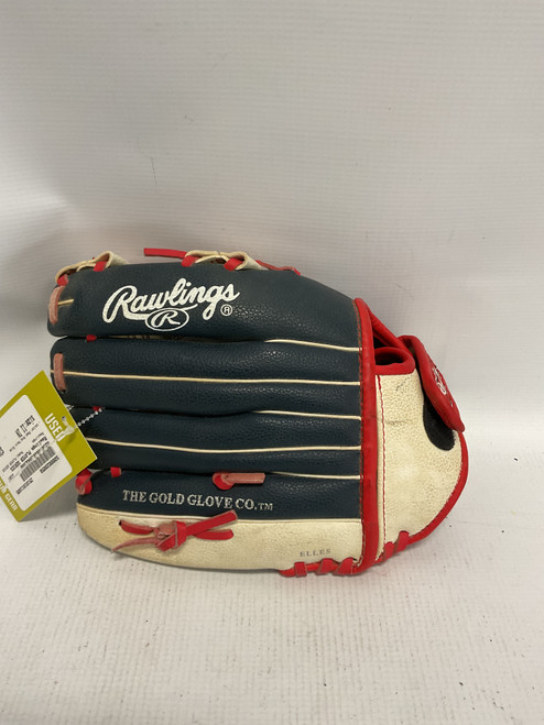 Vist Large View of Product Image Which is Used Rawlings PLAYER SERIES BB/SB Glove RH Throw Red And Navy Blue 11"