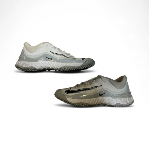 Vist Large View of Product Image Which is Used Nike TURF SHOES BB/SB Cleats Grey And White Senior 9.5