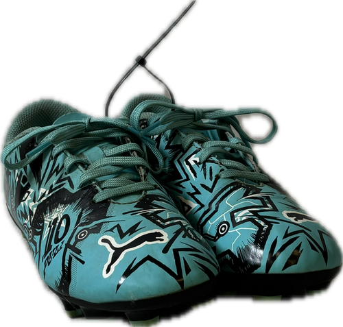 Vist Large View of Product Image Which is Used Puma PULMSIC Soccer Cleats Carolina Blue Junior 02.5