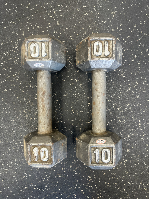 Used Hex Dumbbell (Pair) 10 lb 10558-S000243607 Vist Large View of Product Image Which is Used Hex Dumbbell (Pair) 10 lb