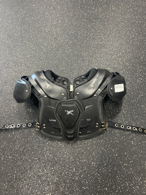 Used Xenith FLY - BACKPLATE AREA BROKEN FB Shoulder Pads Black LG 11726-S000288190 Vist Large View of Product Image Which is Used Xenith FLY - BACKPLATE AREA BROKEN FB Shoulder Pads Black LG